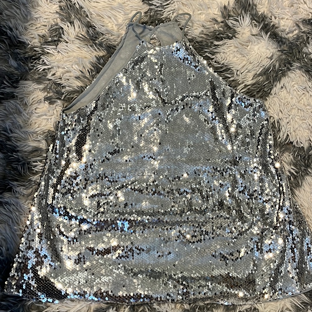 Silver sequin tank
